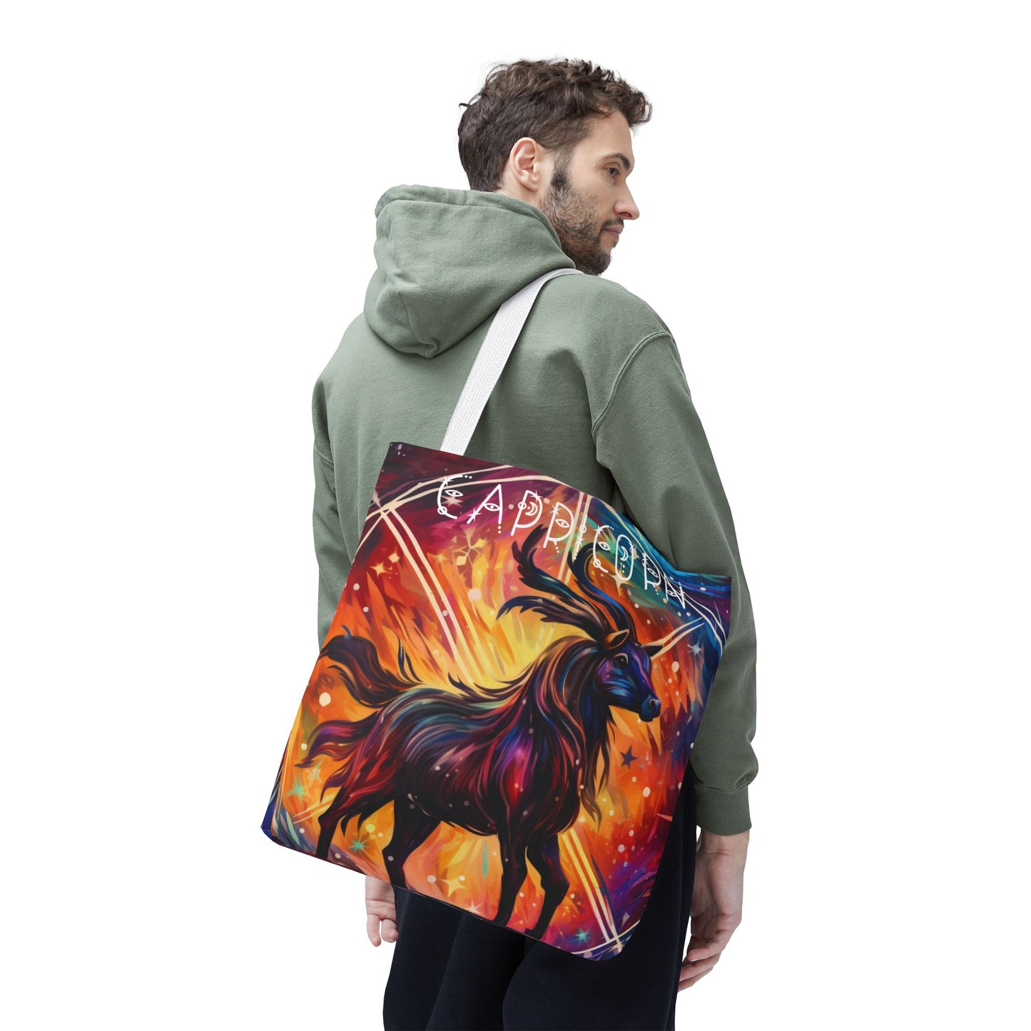 Celestial Capricorn Tote Bag, Astrology Lover Gift, Zodiac Bag, Horoscope Tote, Cosmic Art Bag, Reusable Bag, Book Bag, Beach Bag