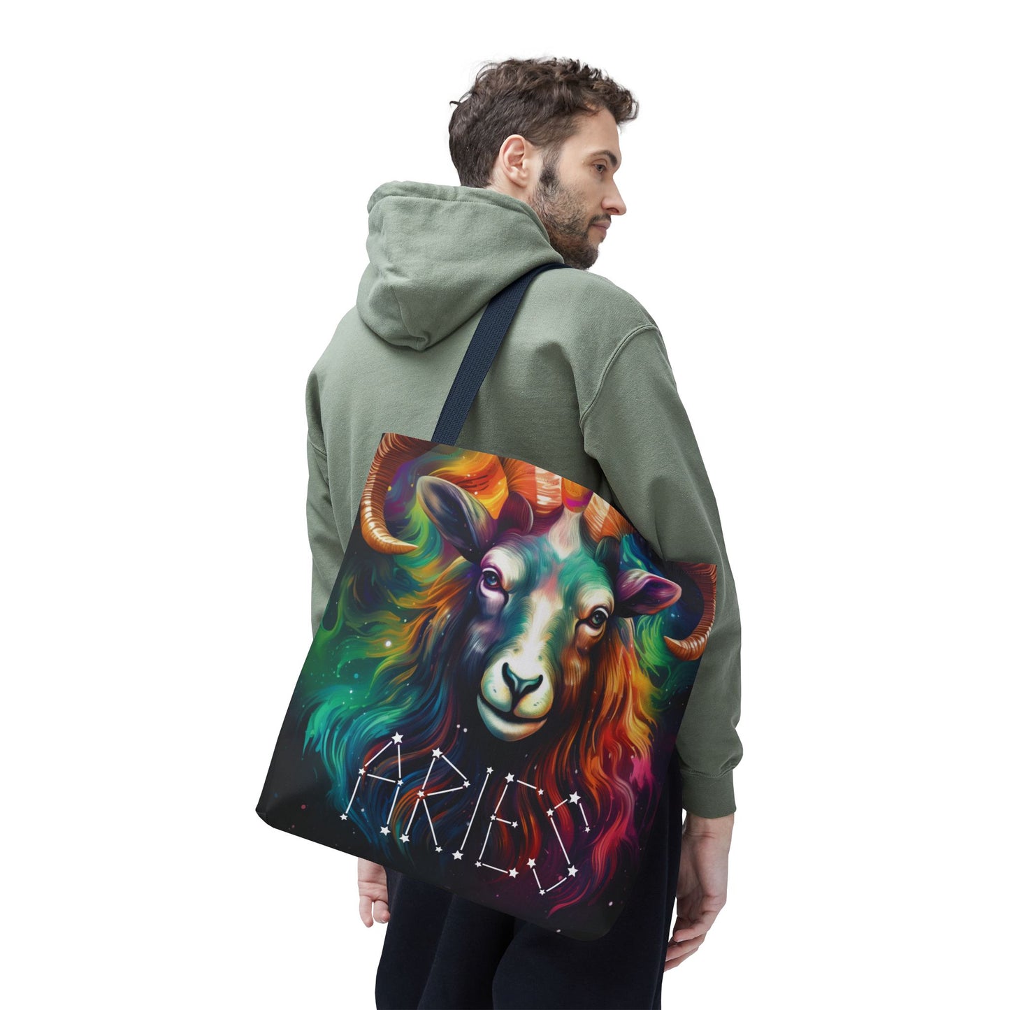 Colorful Aries Zodiac Tote Bag - Astrology Gift, Celestial Tote, Stars & Horoscope Bag, Reusable Shopping Bag, Cosmic Bag