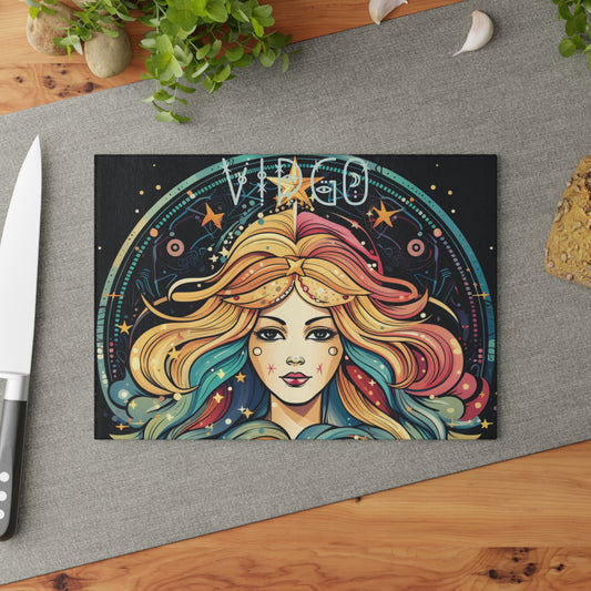 Astrology Virgo Glass Cutting Board, Zodiac Kitchen Decor, Star Sign Gift, Astrological Gifts, Personalized Cooking Accessory