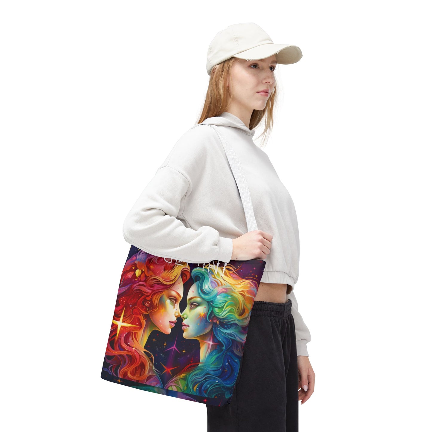 Gemini Zodiac Tote Bag, Astrology Gift, Colorful Canvas Bag, Beach Bag, Gemini Gift, Reuseable Bag, Book Bag