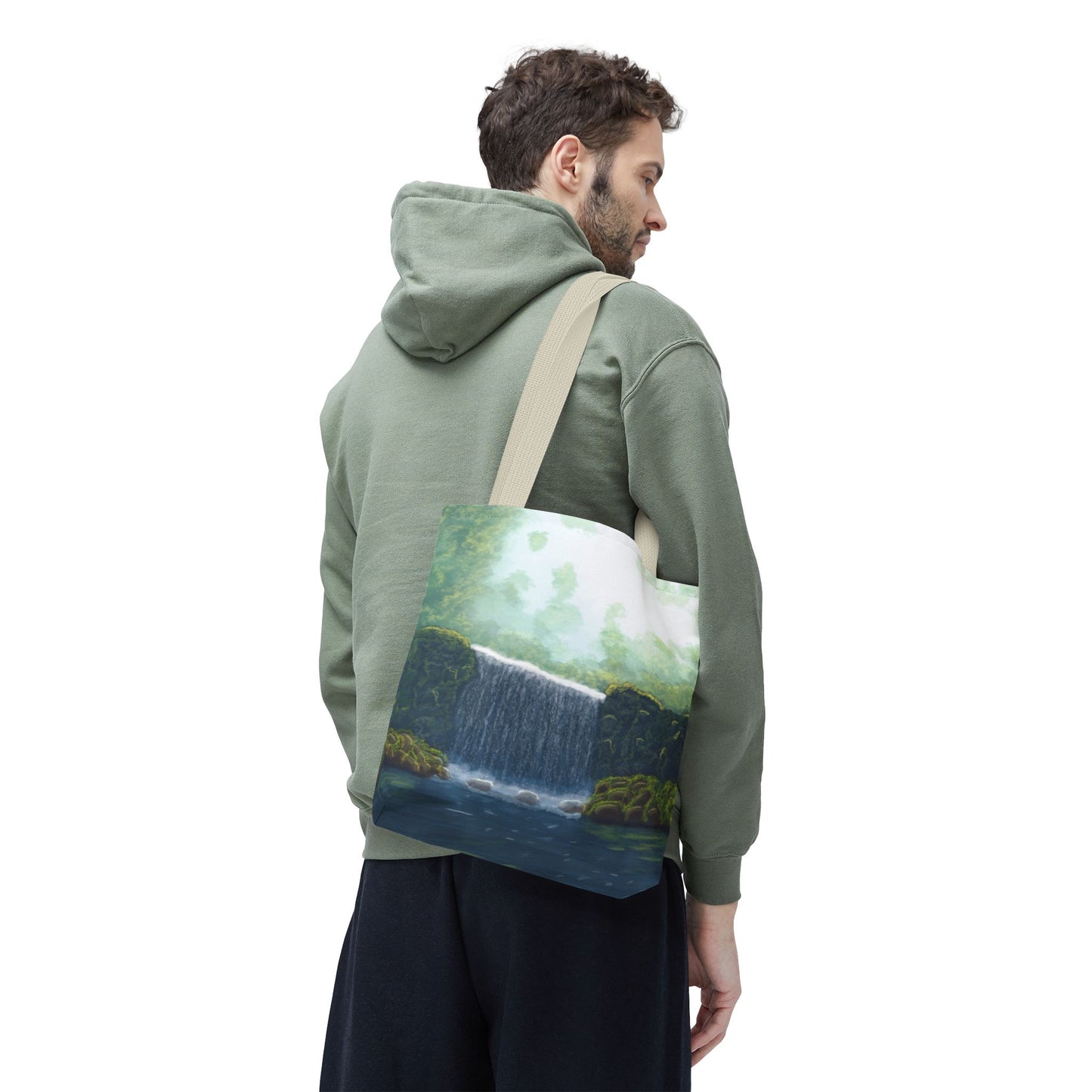 Secret Waterfall Tote Bag, Nature Lover Gift, Reusable Shopping Bag, Stylish Beach Bag, Gift for Hikers, Travel Bag