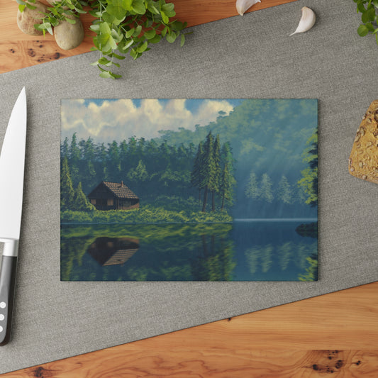 Serene Landscape Glass Cutting Board - Rustic Kitchen Decor, Cooking Gift, Unique Home Accessory, Housewarming Present, Nature Lover's Gift
