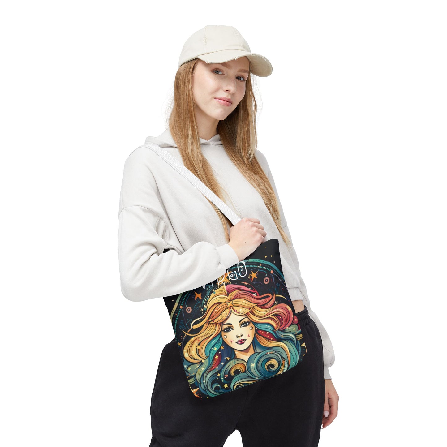 Virgo Zodiac Tote Bag, Astrology Handbag, Celestial Gift for Her, Reusable Shopping Bag, Horoscope Tote, Cosmic Art Bag, Book Bag
