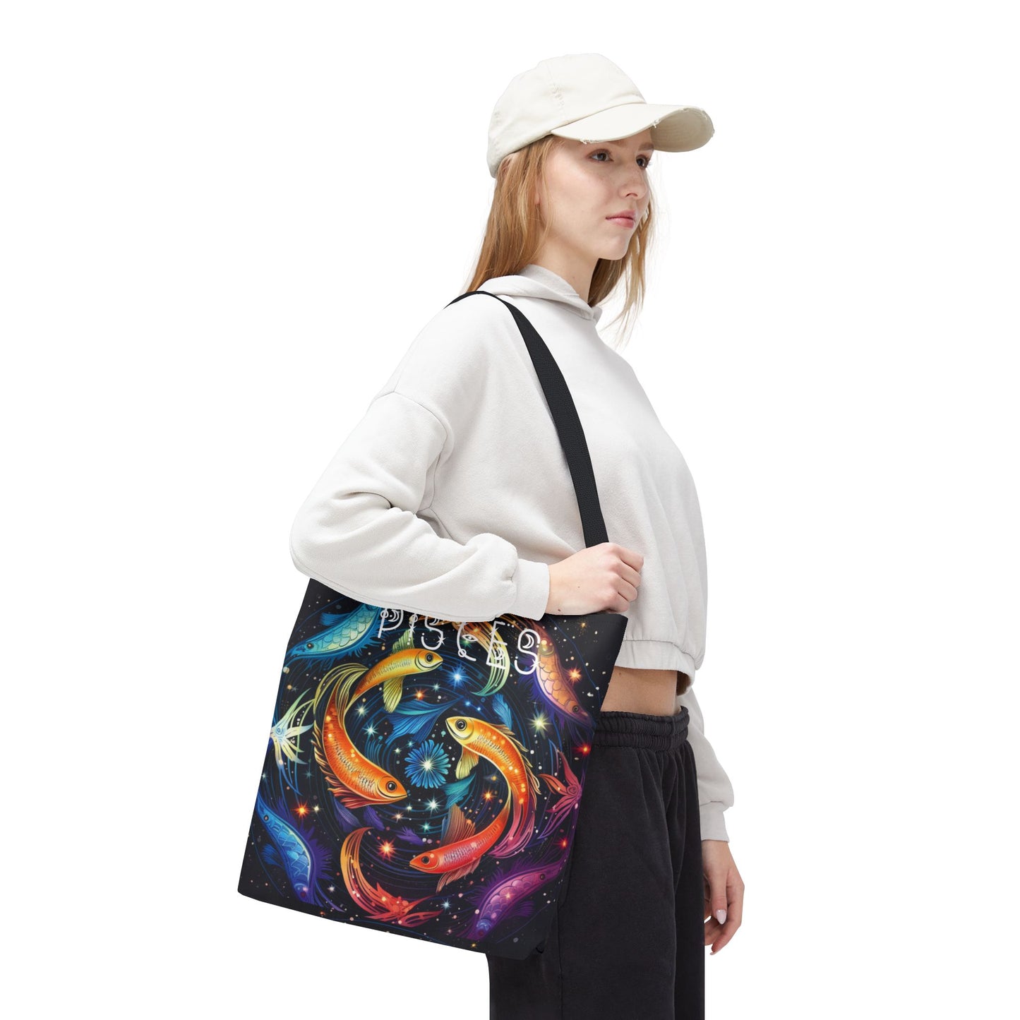 Celestial Pisces Tote Bag, Zodiac Bag, Astrological Gift, Astrology Lovers Gift, Colorful Cosmic Bag, Reusable Shopping Bag, Beach Bag, Book Bag
