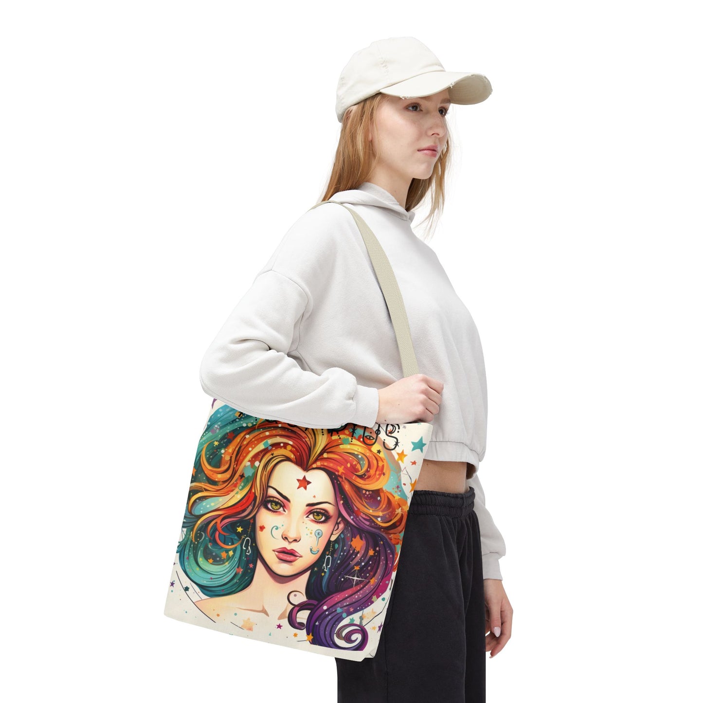 Aquarius Tote Bag with Colorful Astrology Design, Star Sign Bag, Zodiac Gift, Astrology Lover Tote, Personalized Birthday Present