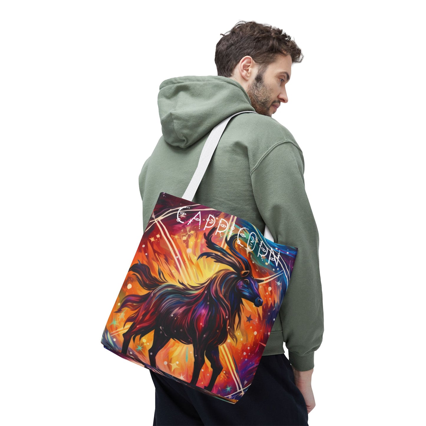 Celestial Capricorn Tote Bag, Astrology Lover Gift, Zodiac Bag, Horoscope Tote, Cosmic Art Bag, Reusable Bag, Book Bag, Beach Bag
