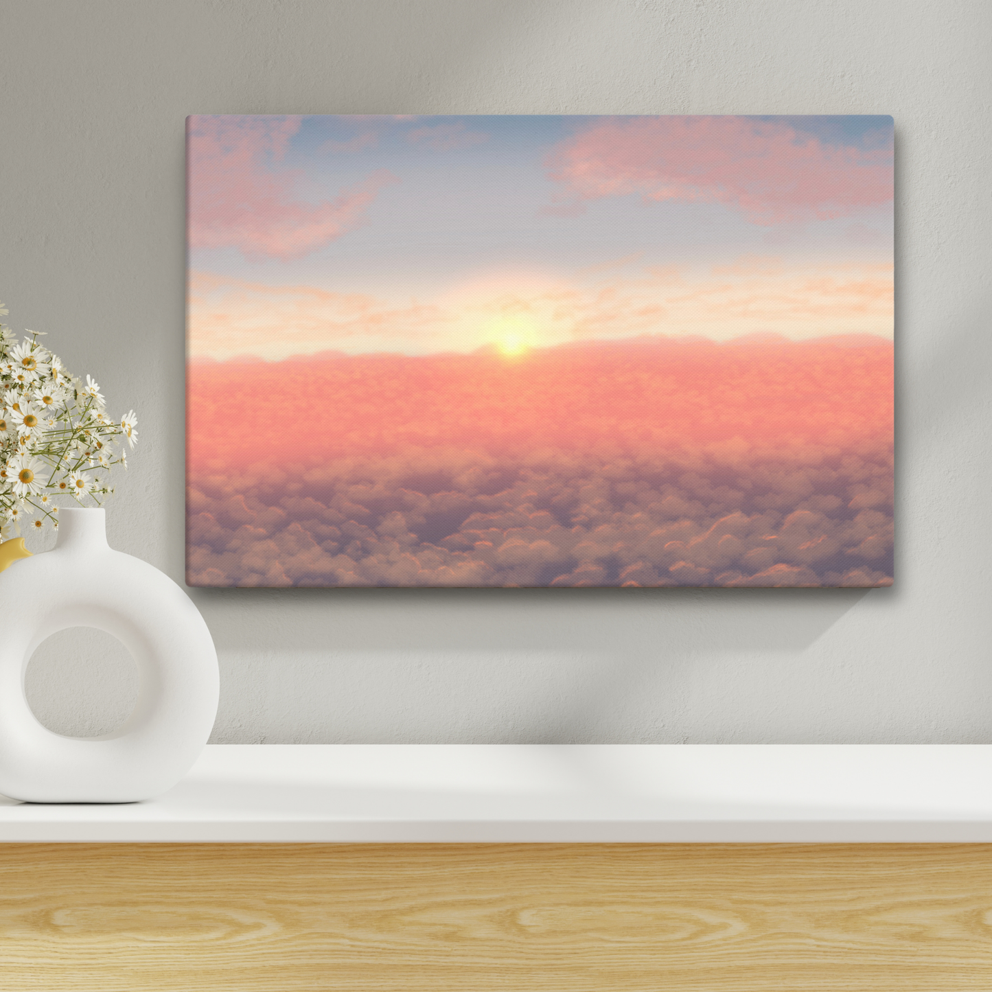 "Sunrise Above The Clouds" Hand Stretched Canvas Painting Print
