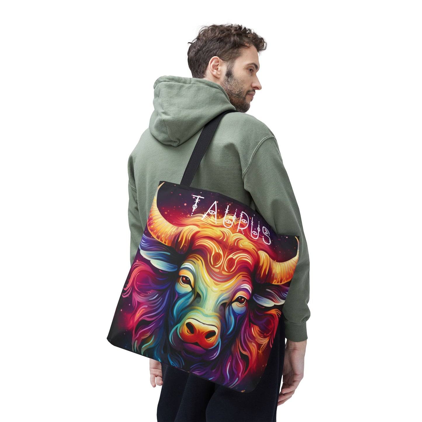 Vibrant Taurus Tote Bag, Zodiac Gift, Astrology Lover Gift, Boho Style, Cosmic Accessories, Book Bag, Beach Bag, Reusable Shopping Bag