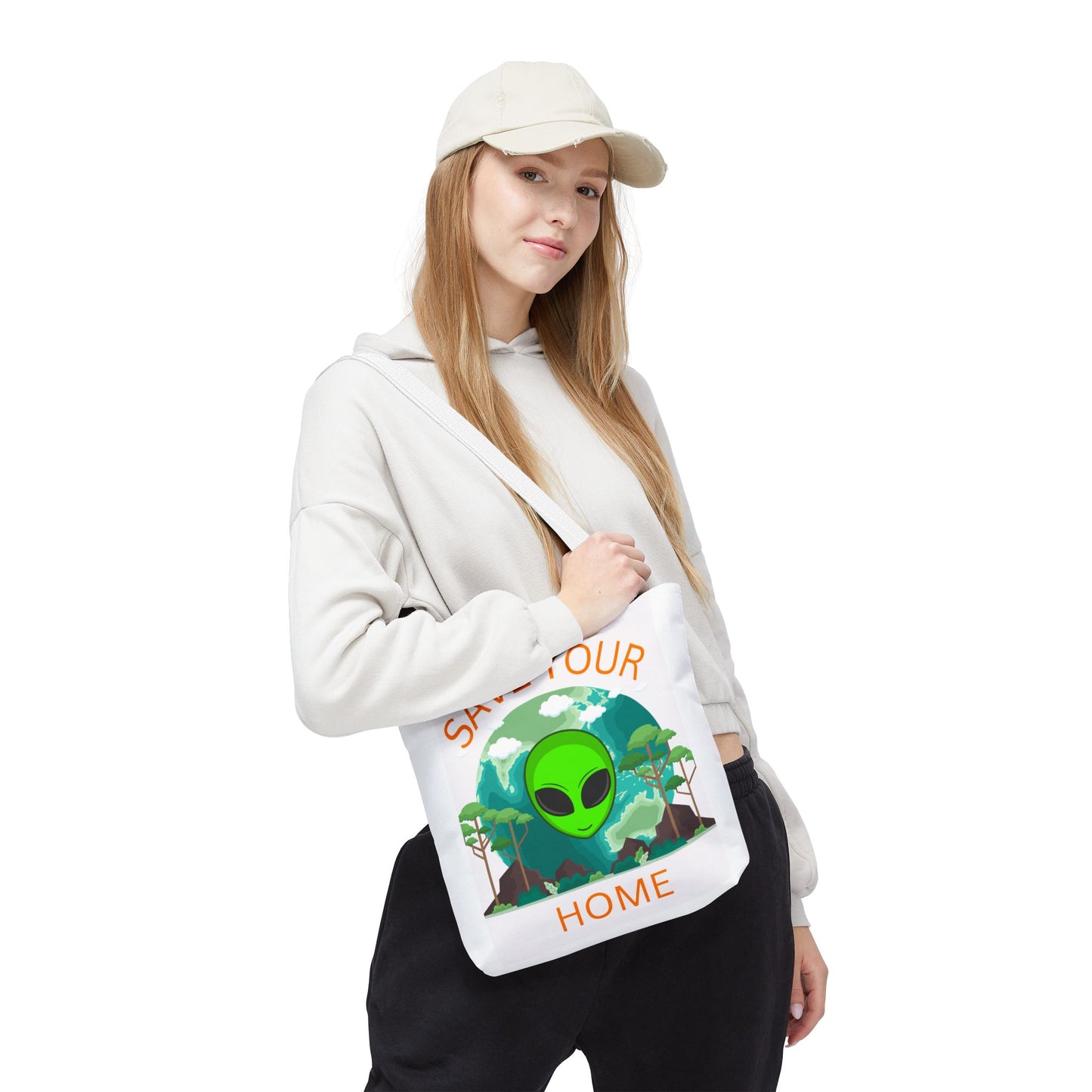 Alien Tote Bag, Earth Day Gift, Planet-Loving Gift, Reusable Shopping Bag, Science Fiction Lovers, Green Tote, Save Earth