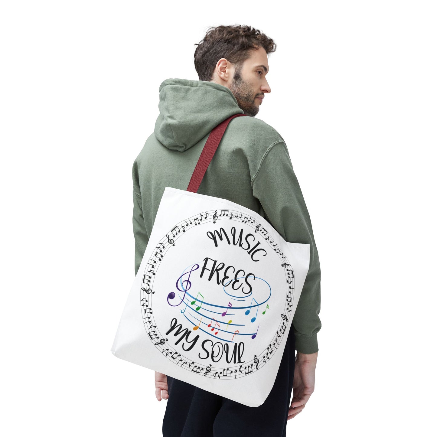 Musical Tote Bag - "Music Frees My Soul" - Perfect for Music Lovers, Gifts for Musicians, Concert Goers, Reusable Shopping Bag