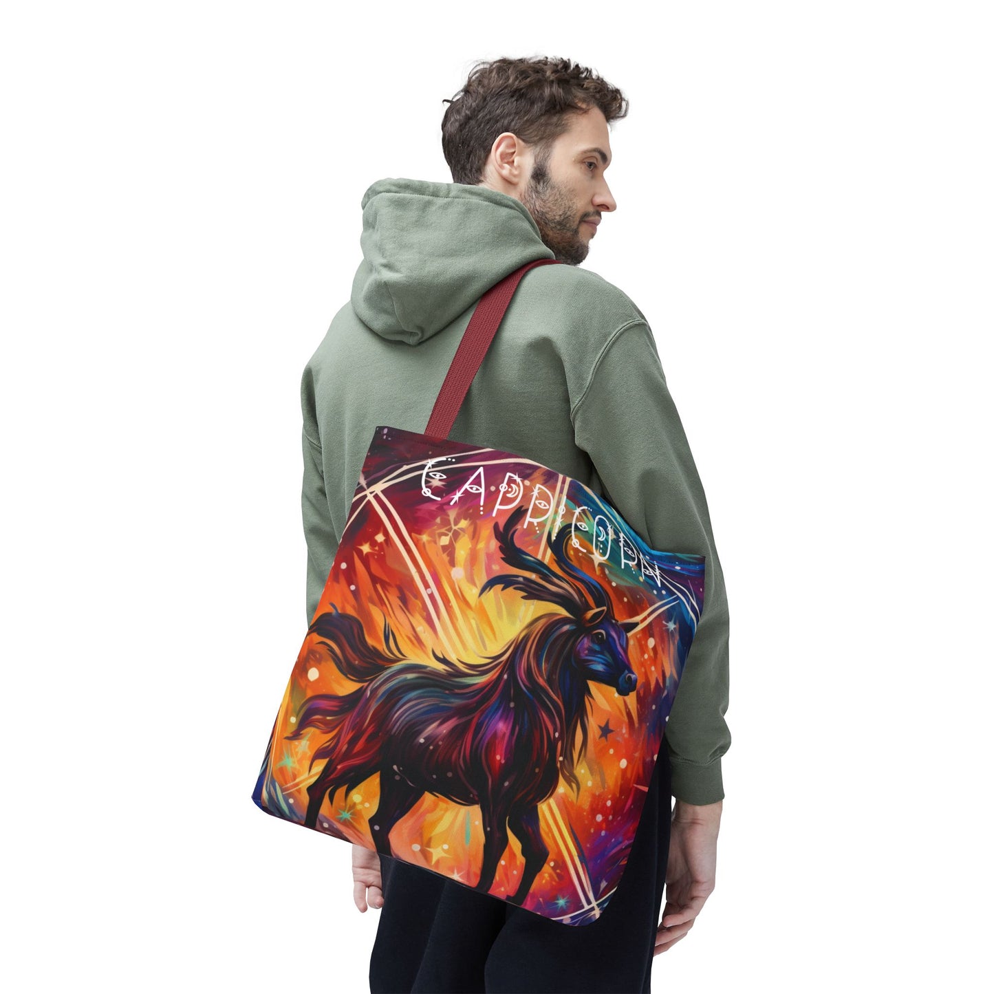 Celestial Capricorn Tote Bag, Astrology Lover Gift, Zodiac Bag, Horoscope Tote, Cosmic Art Bag, Reusable Bag, Book Bag, Beach Bag