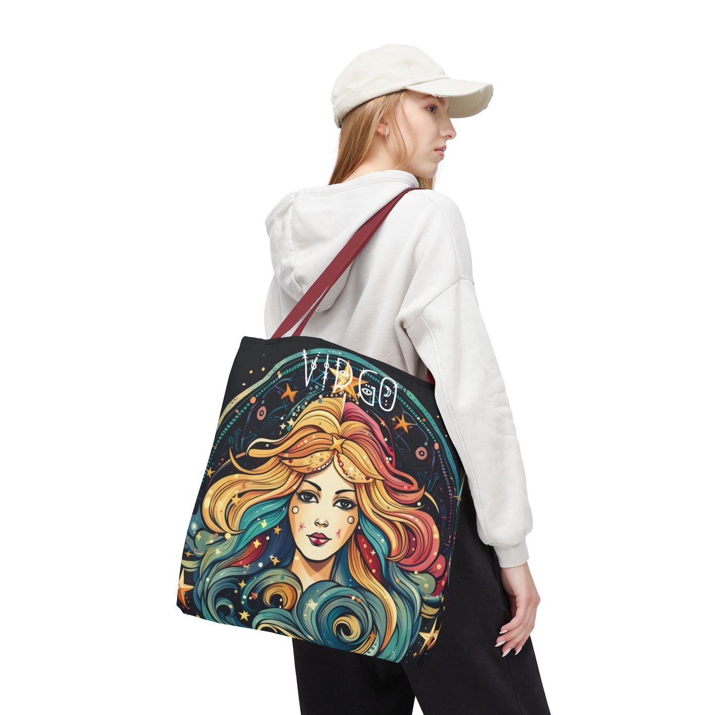 Virgo Zodiac Tote Bag, Astrology Handbag, Celestial Gift for Her, Reusable Shopping Bag, Horoscope Tote, Cosmic Art Bag, Book Bag