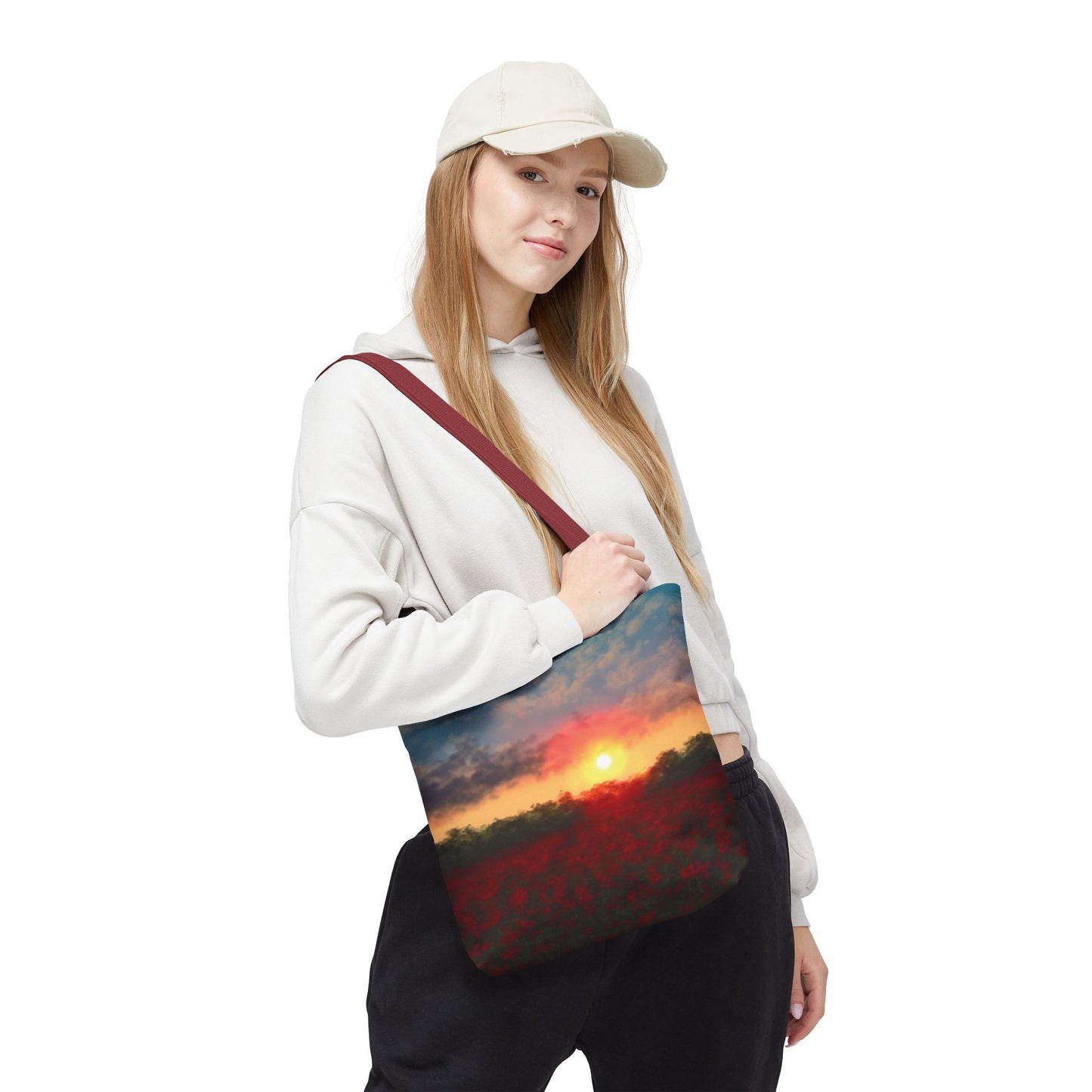 Vibrant Sunset Tote Bag, Artistic Canvas Bag, Floral Shopping Tote, Reusable Shopping Bag, Gift for Nature Lovers