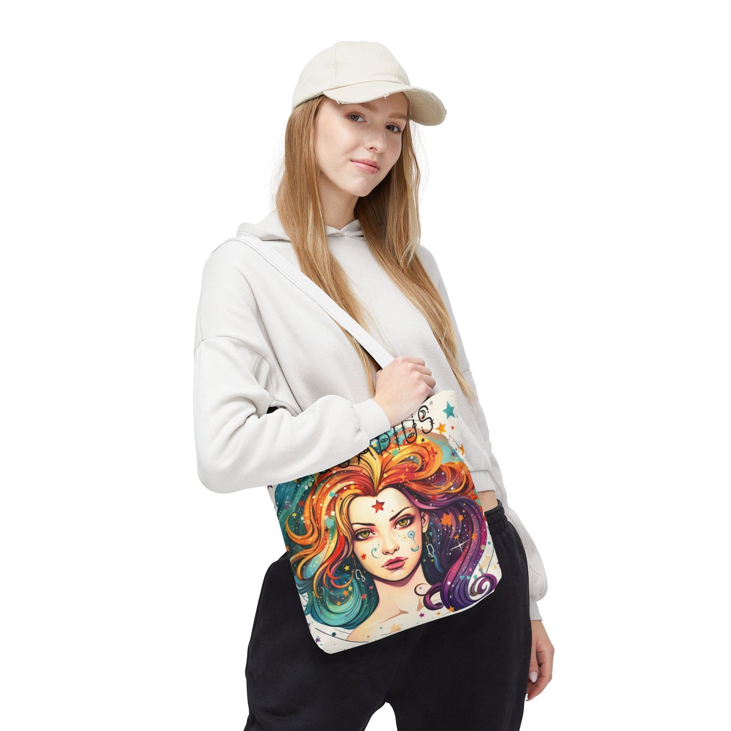 Aquarius Tote Bag with Colorful Astrology Design, Star Sign Bag, Zodiac Gift, Astrology Lover Tote, Personalized Birthday Present