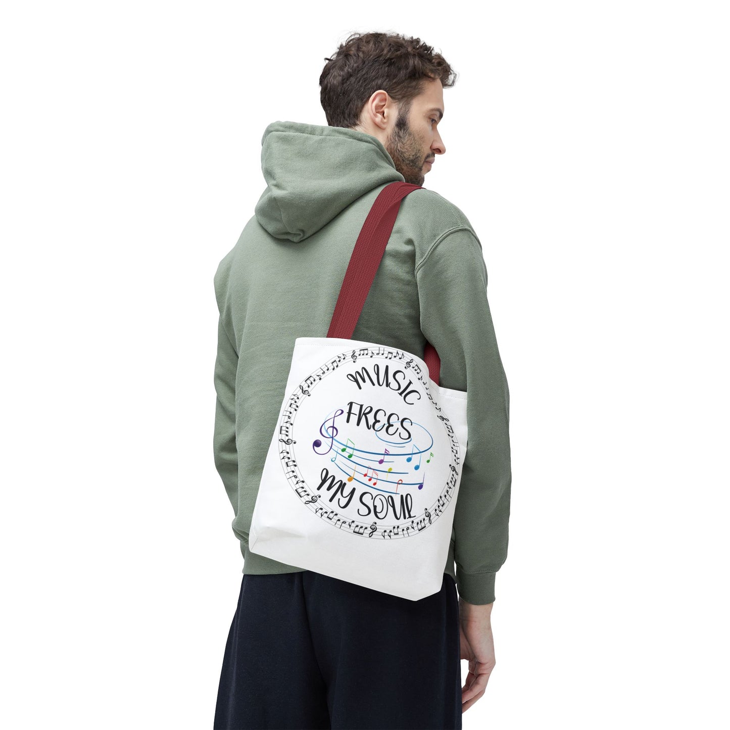Musical Tote Bag - "Music Frees My Soul" - Perfect for Music Lovers, Gifts for Musicians, Concert Goers, Reusable Shopping Bag