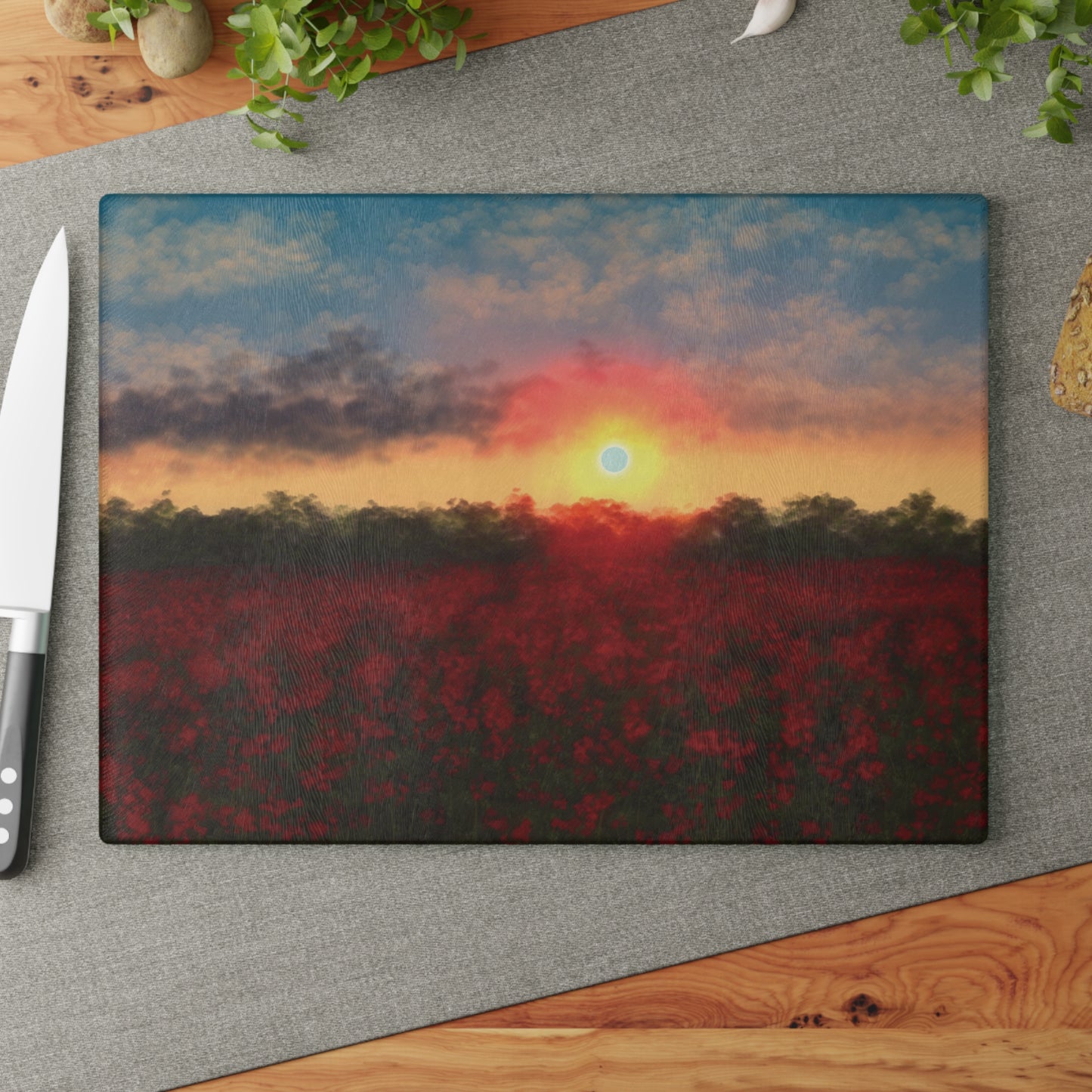 Sunset Glass Cutting Board, Kitchen Decor, Gift for Chefs, Unique Kitchenware, Wedding Gift, Housewarming Gift