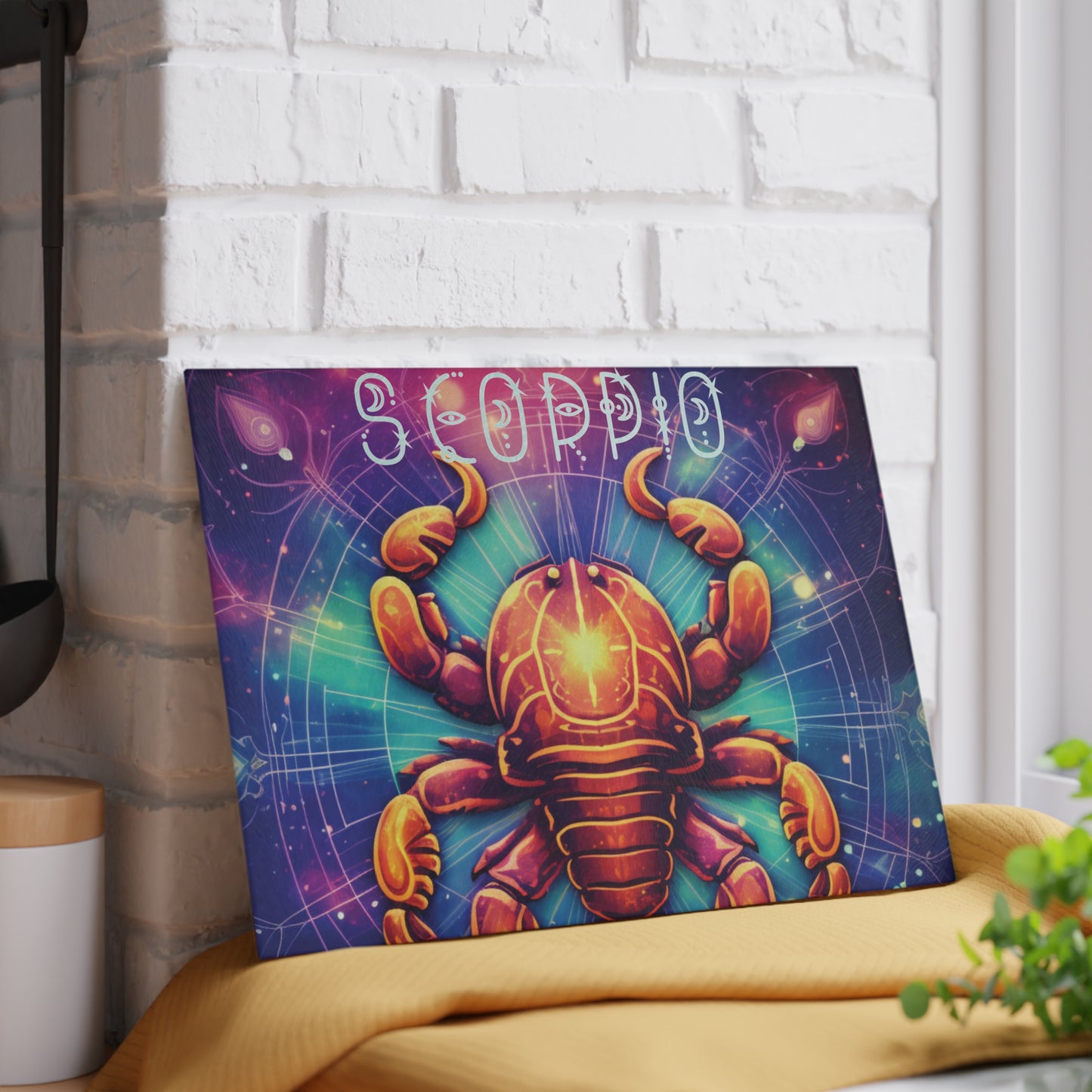 Astrological Scorpio Glass Cutting Board, Unique Kitchen Decor, Gift for Astrology Lovers, Home Barware, Perfect for Birthdays
