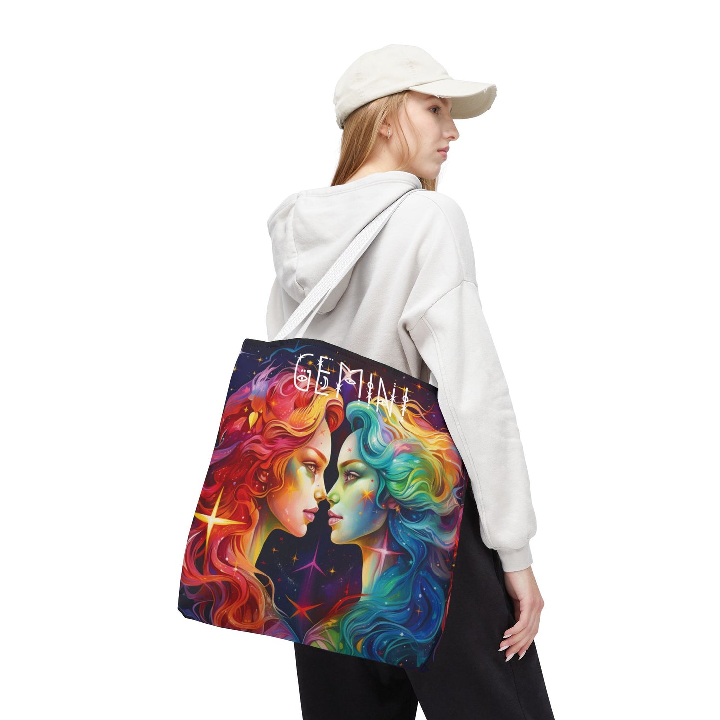 Gemini Zodiac Tote Bag, Astrology Gift, Colorful Canvas Bag, Beach Bag, Gemini Gift, Reuseable Bag, Book Bag
