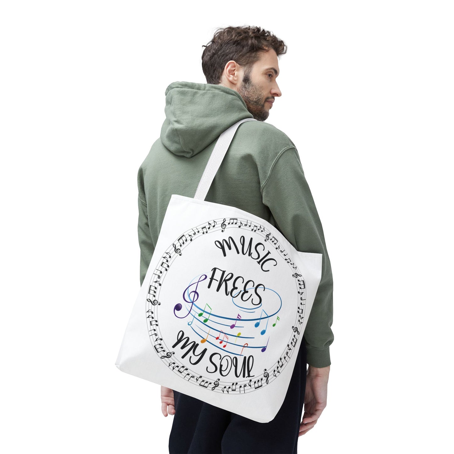 Musical Tote Bag - "Music Frees My Soul" - Perfect for Music Lovers, Gifts for Musicians, Concert Goers, Reusable Shopping Bag