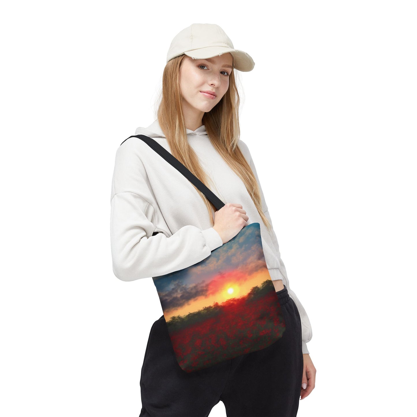 Vibrant Sunset Tote Bag, Artistic Canvas Bag, Floral Shopping Tote, Reusable Shopping Bag, Gift for Nature Lovers