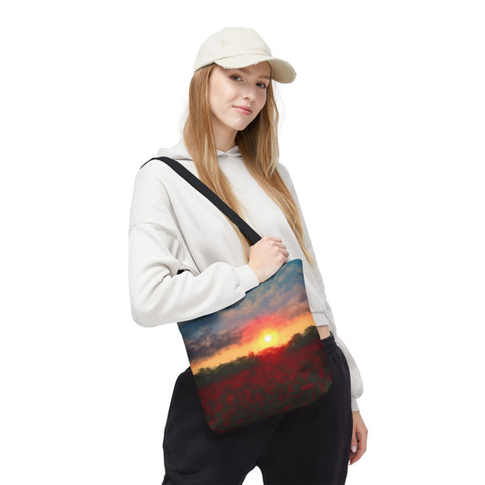 Vibrant Sunset Tote Bag, Artistic Canvas Bag, Floral Shopping Tote, Reusable Shopping Bag, Gift for Nature Lovers