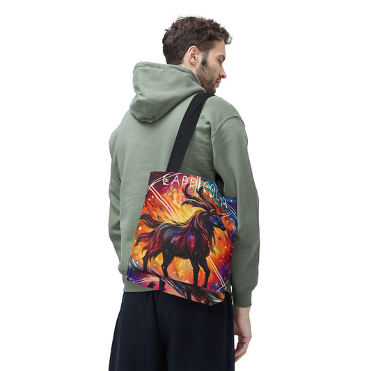 Celestial Capricorn Tote Bag, Astrology Lover Gift, Zodiac Bag, Horoscope Tote, Cosmic Art Bag, Reusable Bag, Book Bag, Beach Bag