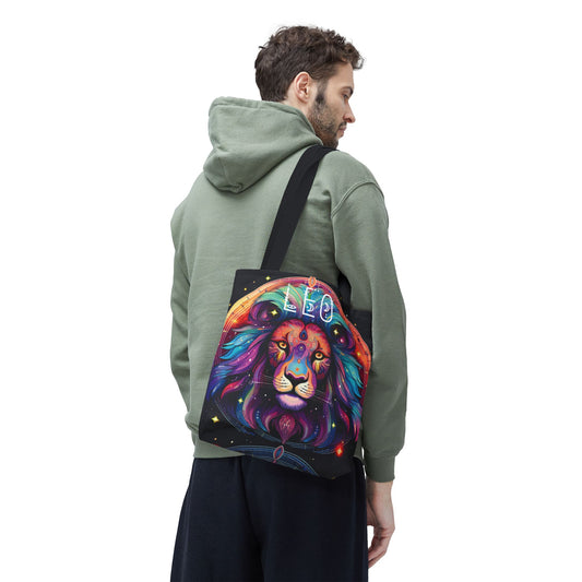 Colorful Leo Tote Bag, Astrology Tote, Zodiac Bag, Gifts for Leo, Boho Style, Festival Accessory, Reusable Shopping Bag