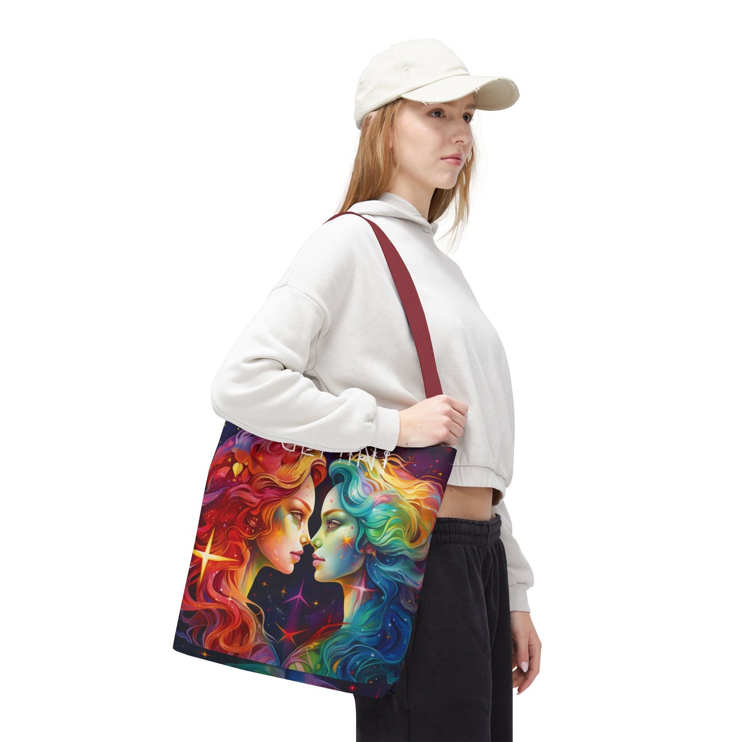 Gemini Zodiac Tote Bag, Astrology Gift, Colorful Canvas Bag, Beach Bag, Gemini Gift, Reuseable Bag, Book Bag