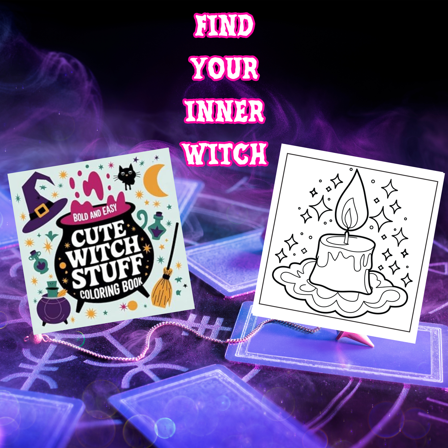 Bold And Easy Cute Witch stuff: Bold And Easy Halloween Coloring Book