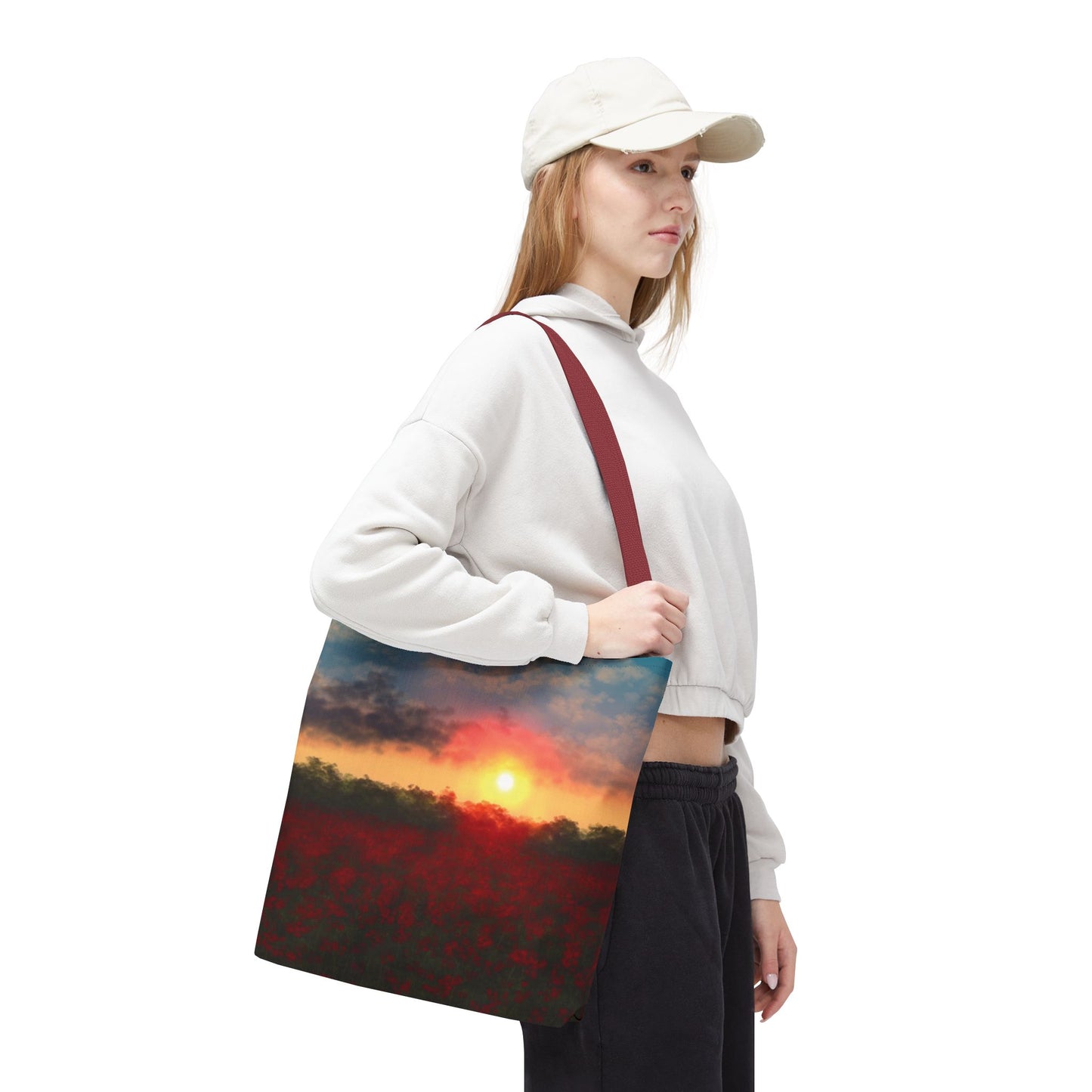 Vibrant Sunset Tote Bag, Artistic Canvas Bag, Floral Shopping Tote, Reusable Shopping Bag, Gift for Nature Lovers