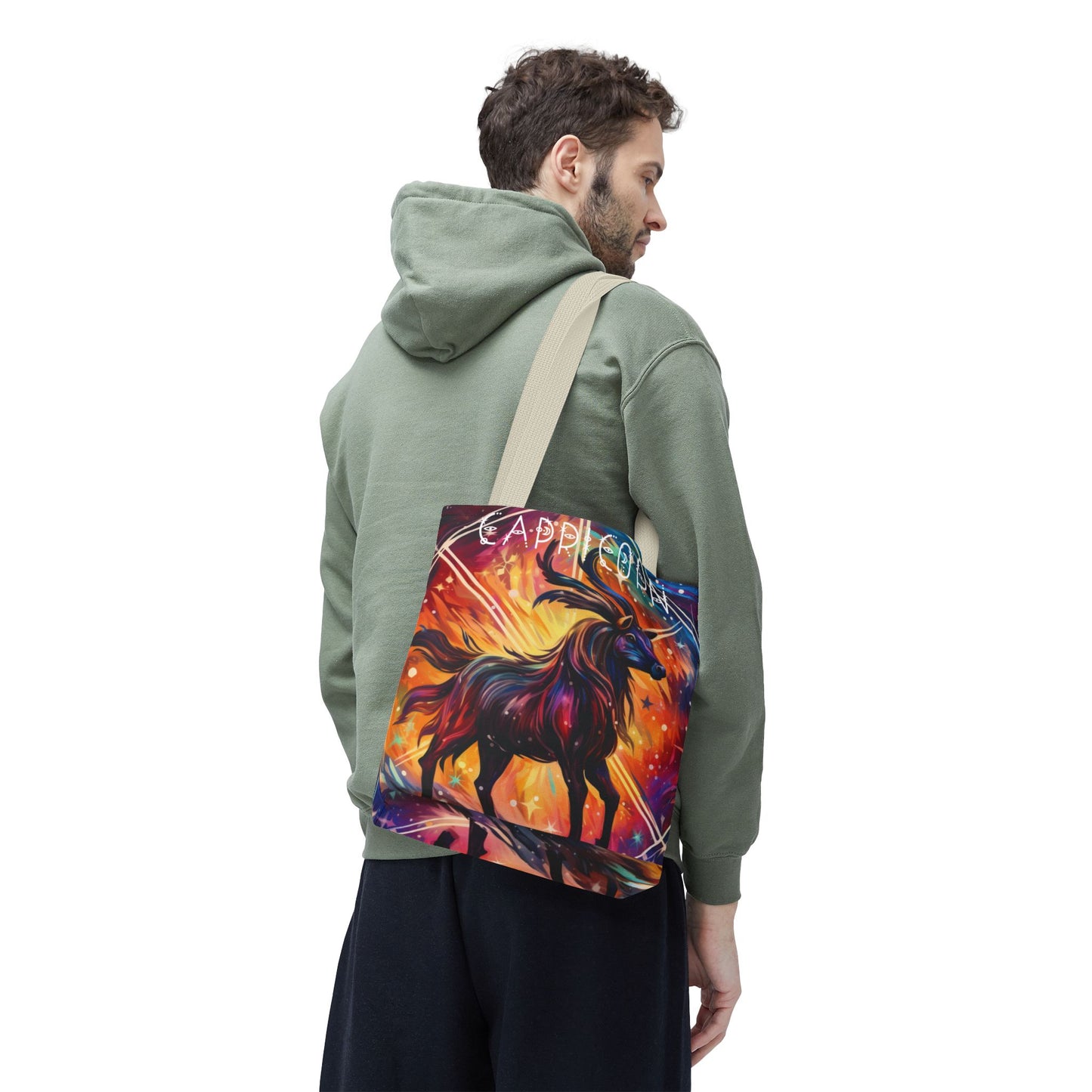 Celestial Capricorn Tote Bag, Astrology Lover Gift, Zodiac Bag, Horoscope Tote, Cosmic Art Bag, Reusable Bag, Book Bag, Beach Bag