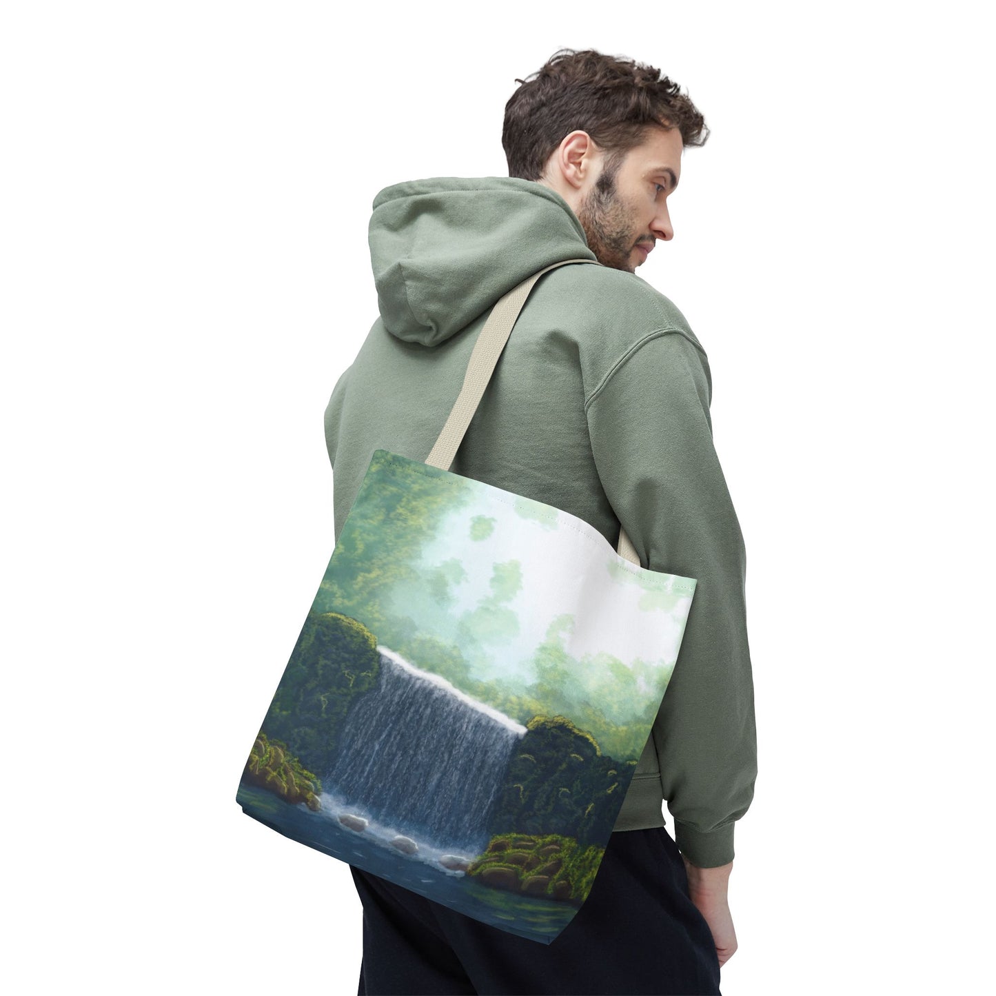 Secret Waterfall Tote Bag, Nature Lover Gift, Reusable Shopping Bag, Stylish Beach Bag, Gift for Hikers, Travel Bag