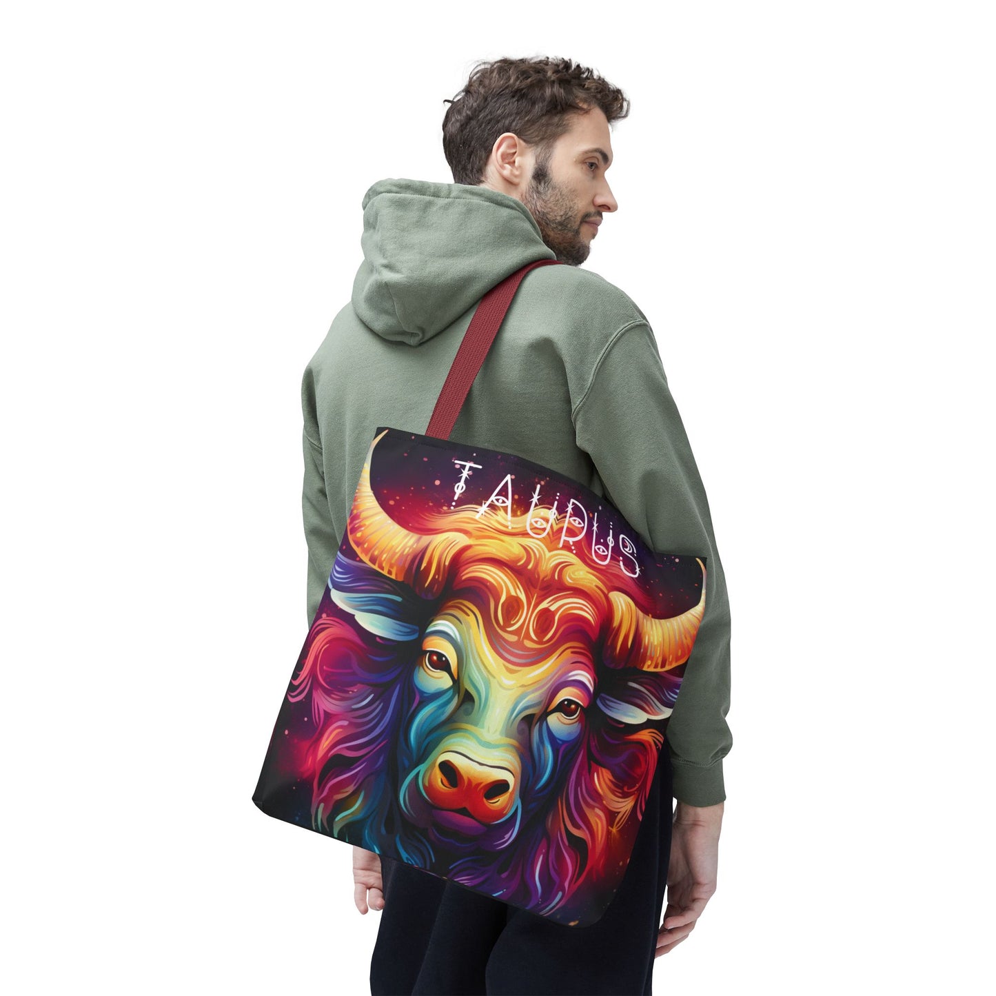 Vibrant Taurus Tote Bag, Zodiac Gift, Astrology Lover Gift, Boho Style, Cosmic Accessories, Book Bag, Beach Bag, Reusable Shopping Bag