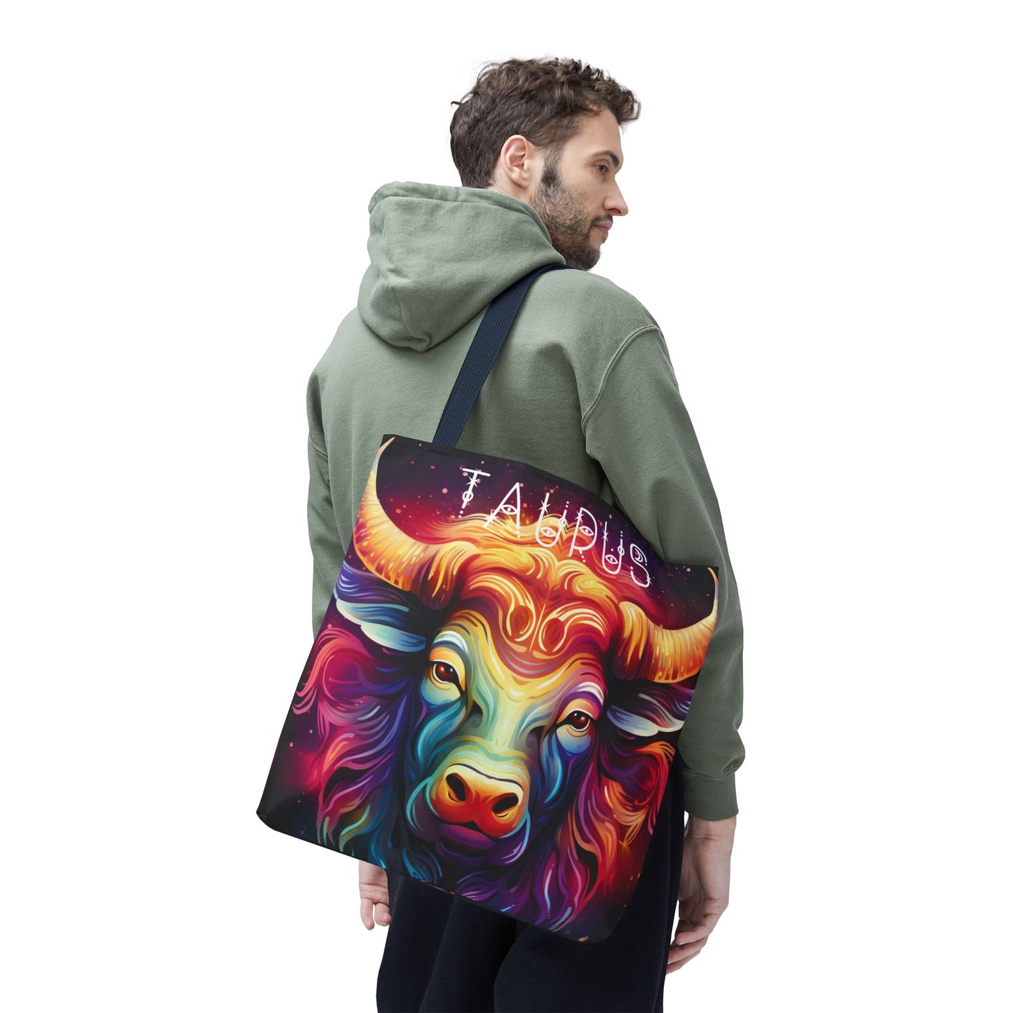 Vibrant Taurus Tote Bag, Zodiac Gift, Astrology Lover Gift, Boho Style, Cosmic Accessories, Book Bag, Beach Bag, Reusable Shopping Bag