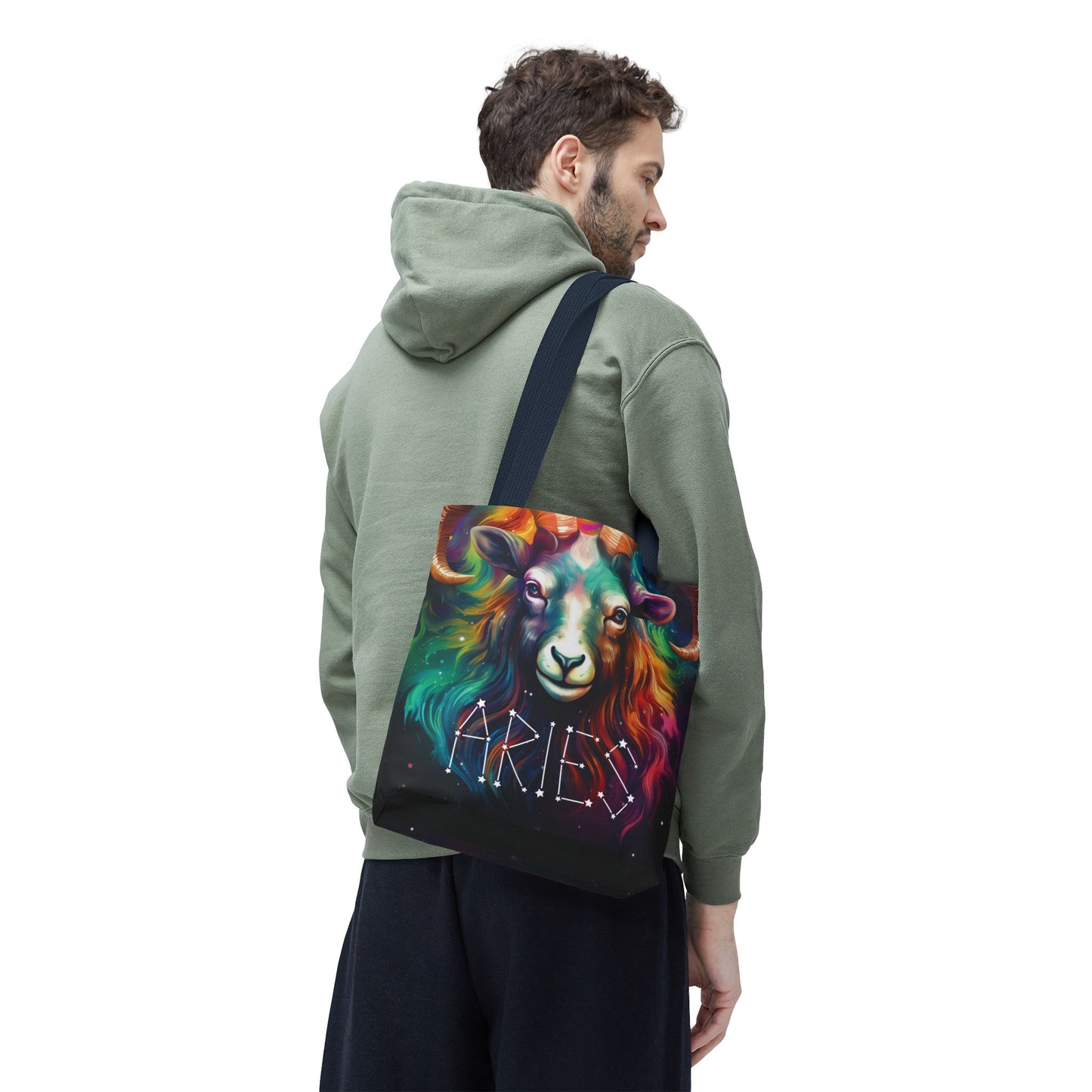 Colorful Aries Zodiac Tote Bag - Astrology Gift, Celestial Tote, Stars & Horoscope Bag, Reusable Shopping Bag, Cosmic Bag