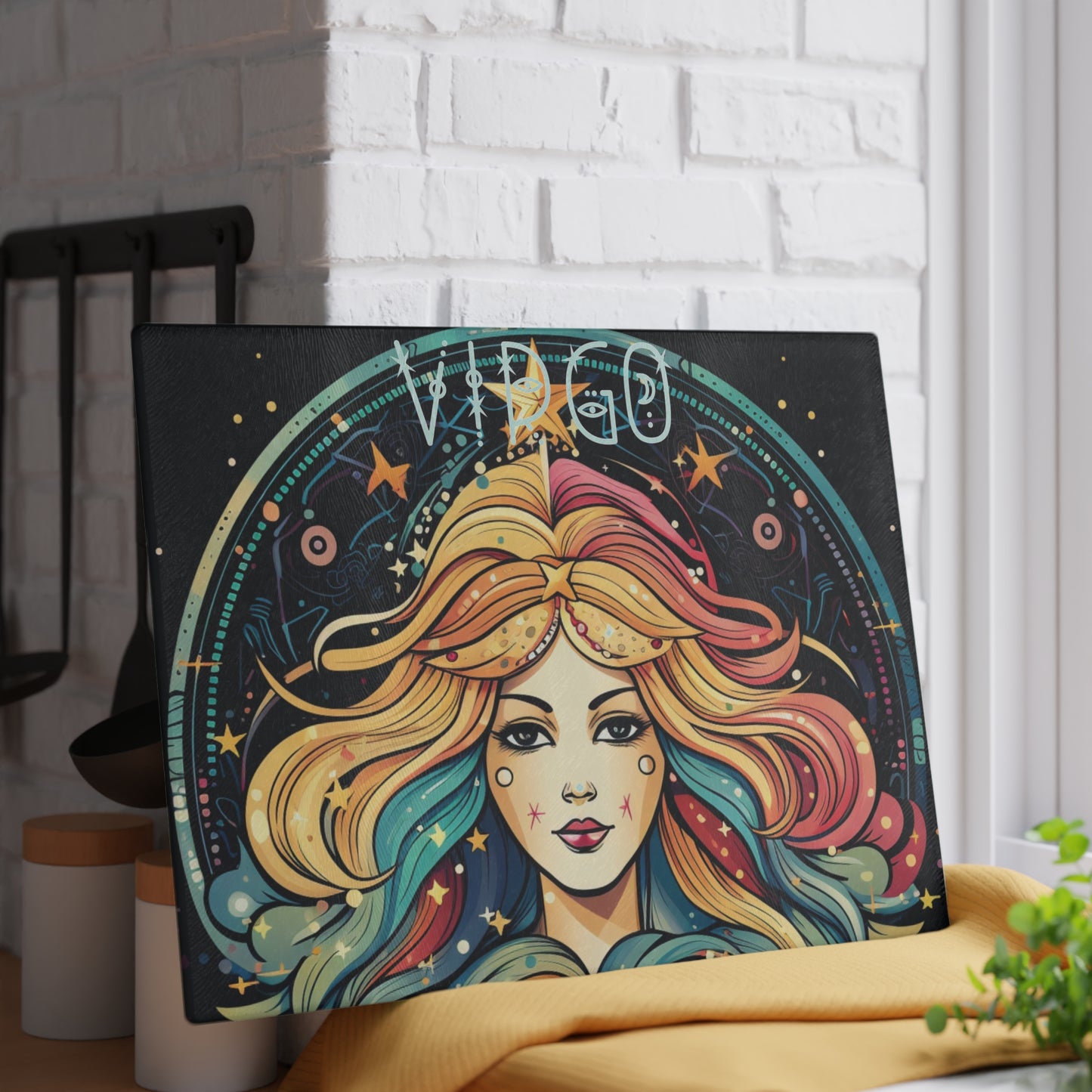Astrology Virgo Glass Cutting Board, Zodiac Kitchen Decor, Star Sign Gift, Astrological Gifts, Personalized Cooking Accessory