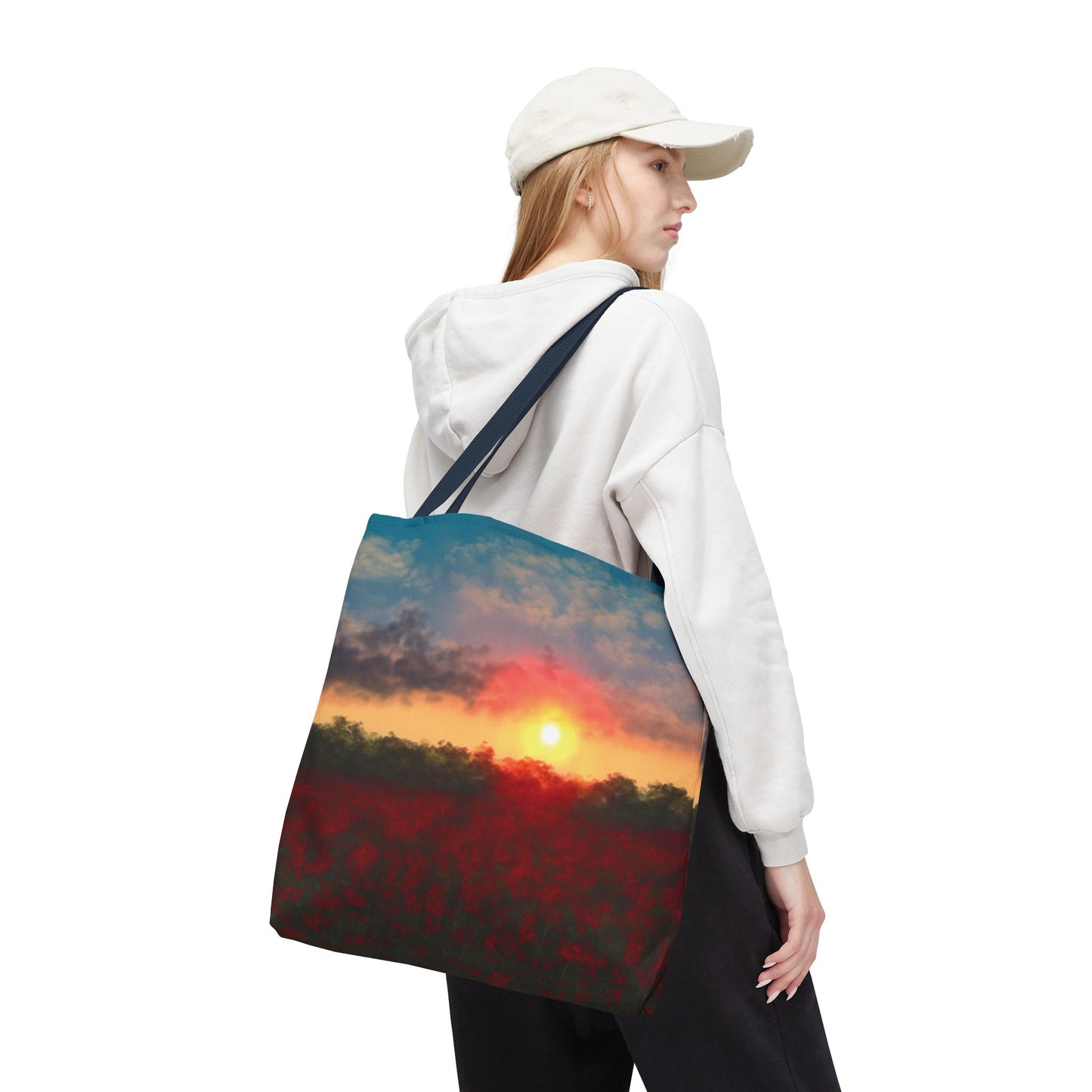 Vibrant Sunset Tote Bag, Artistic Canvas Bag, Floral Shopping Tote, Reusable Shopping Bag, Gift for Nature Lovers