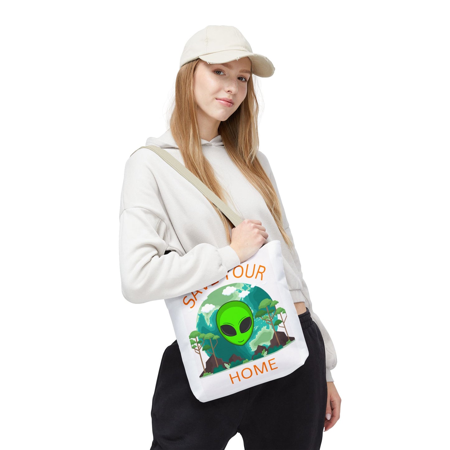 Alien Tote Bag, Earth Day Gift, Planet-Loving Gift, Reusable Shopping Bag, Science Fiction Lovers, Green Tote, Save Earth