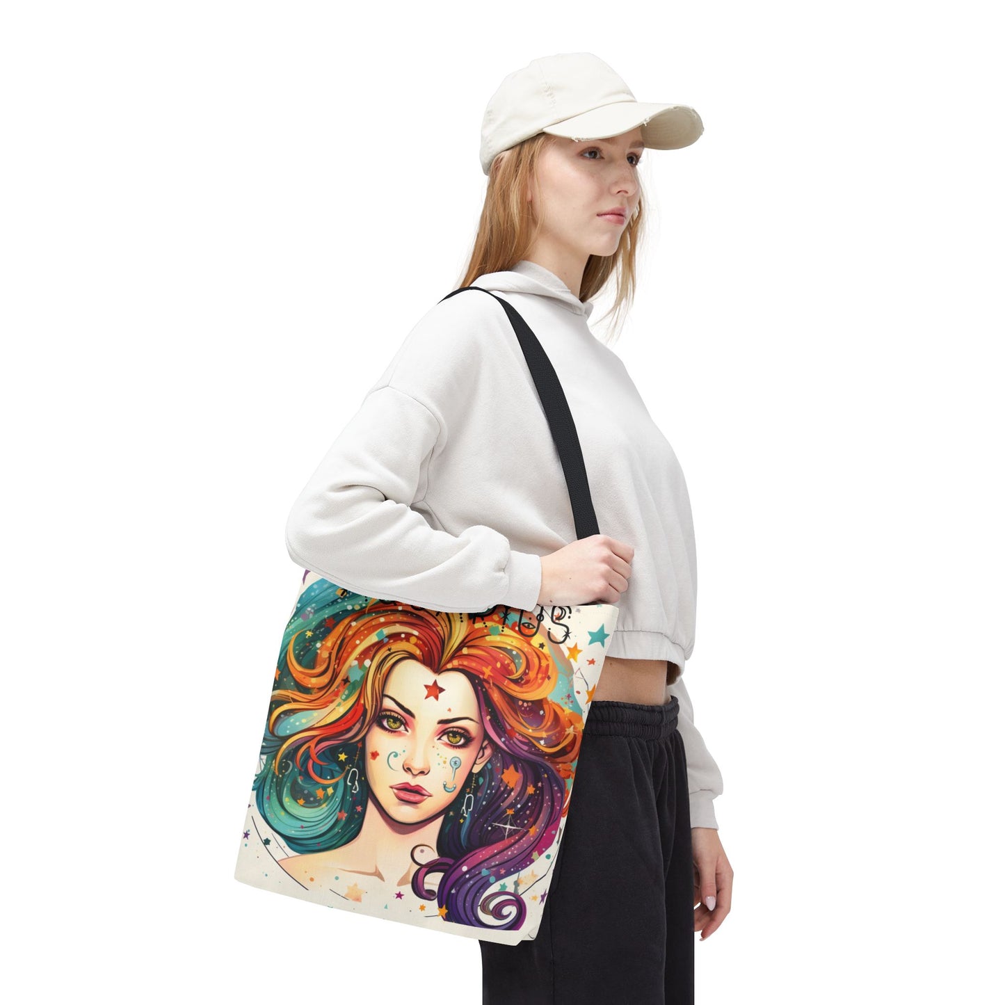 Aquarius Tote Bag with Colorful Astrology Design, Star Sign Bag, Zodiac Gift, Astrology Lover Tote, Personalized Birthday Present