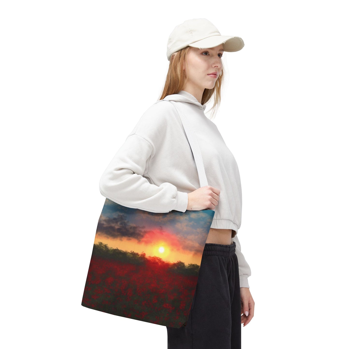 Vibrant Sunset Tote Bag, Artistic Canvas Bag, Floral Shopping Tote, Reusable Shopping Bag, Gift for Nature Lovers