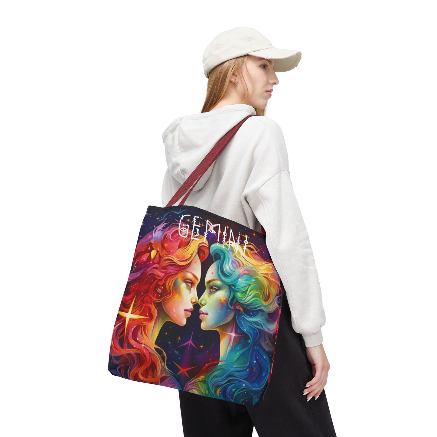 Gemini Zodiac Tote Bag, Astrology Gift, Colorful Canvas Bag, Beach Bag, Gemini Gift, Reuseable Bag, Book Bag