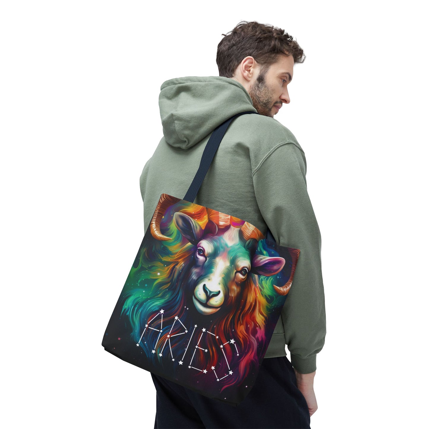 Colorful Aries Zodiac Tote Bag - Astrology Gift, Celestial Tote, Stars & Horoscope Bag, Reusable Shopping Bag, Cosmic Bag