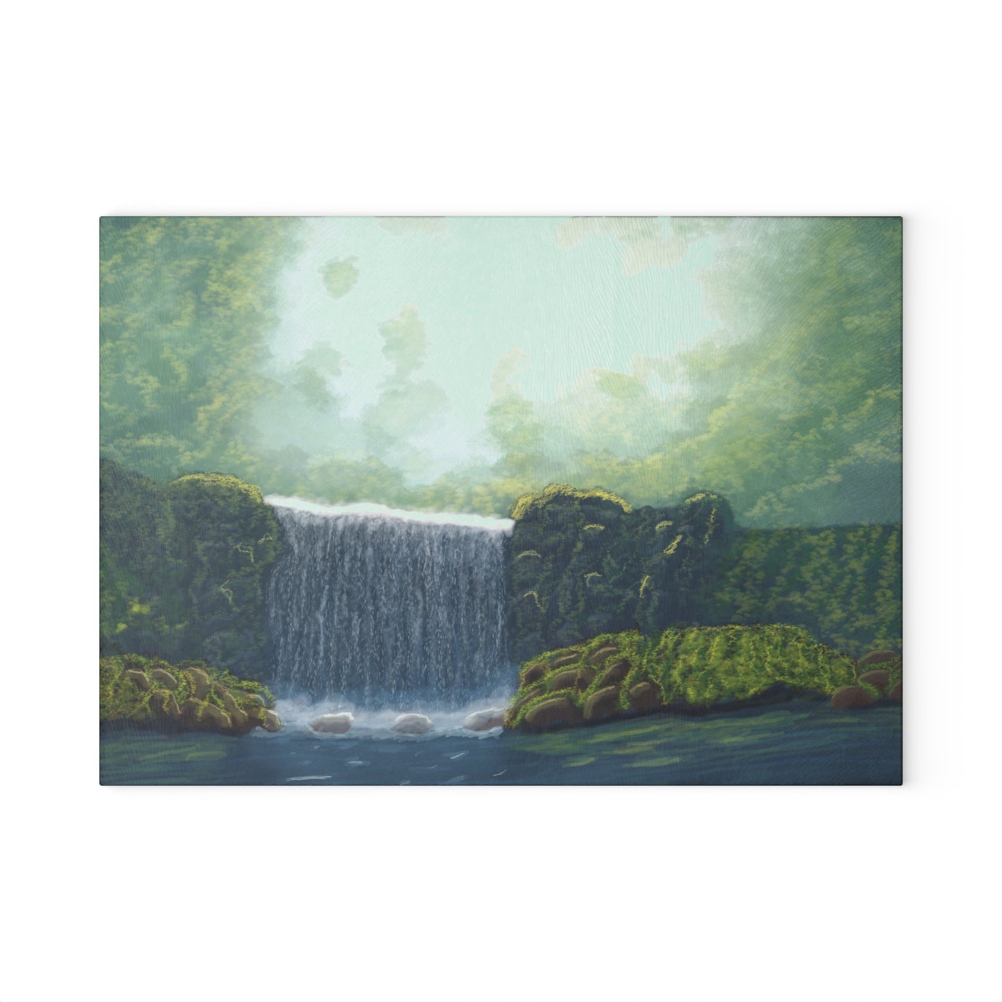 Scenic Glass Cutting Board - Waterfall Artwork, Kitchen Decor, Gift for Cooks, Housewarming, Nature Lovers,