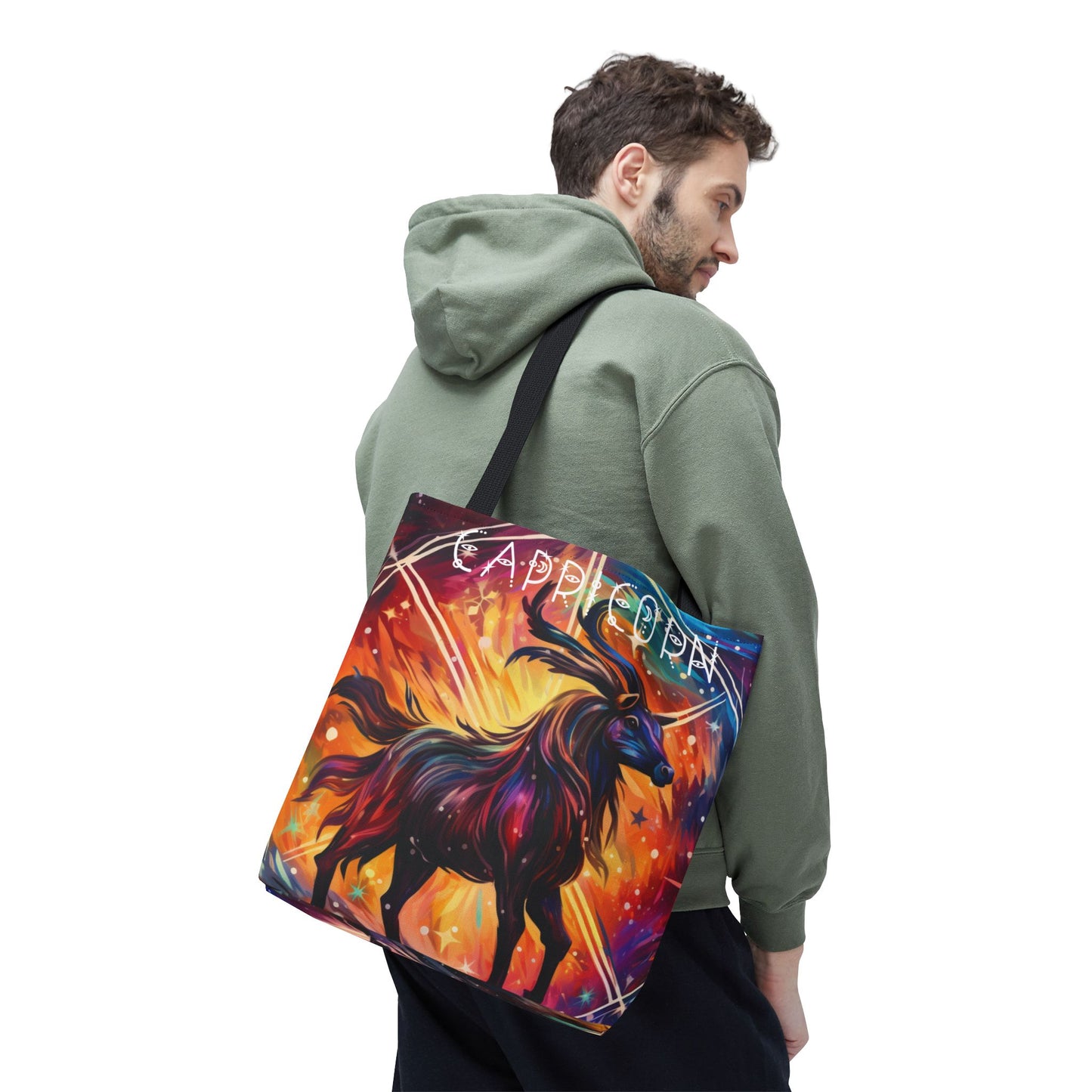 Celestial Capricorn Tote Bag, Astrology Lover Gift, Zodiac Bag, Horoscope Tote, Cosmic Art Bag, Reusable Bag, Book Bag, Beach Bag