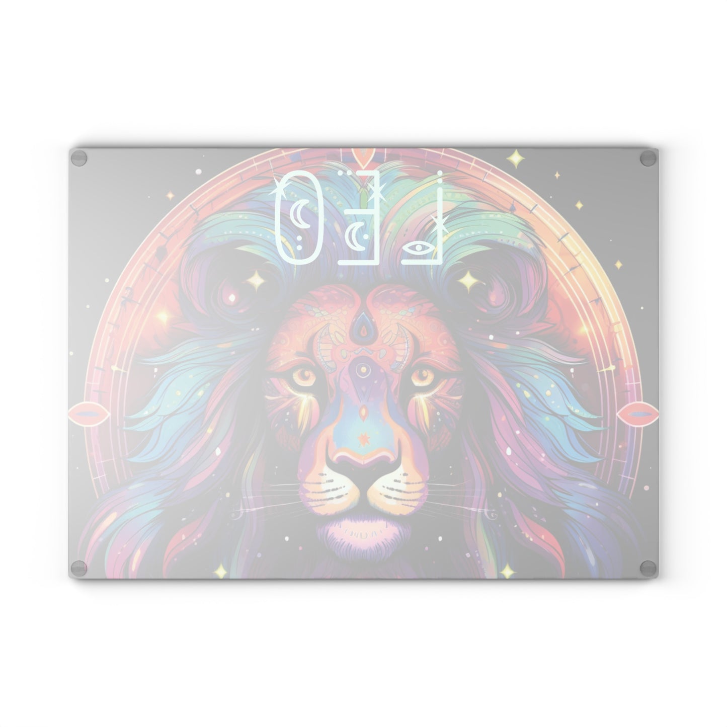 Vibrant Leo Zodiac Glass Cutting Board, Astrology Gift, Colorful Kitchen Decor, Unique Home Accent, Leo Sign Gift Idea