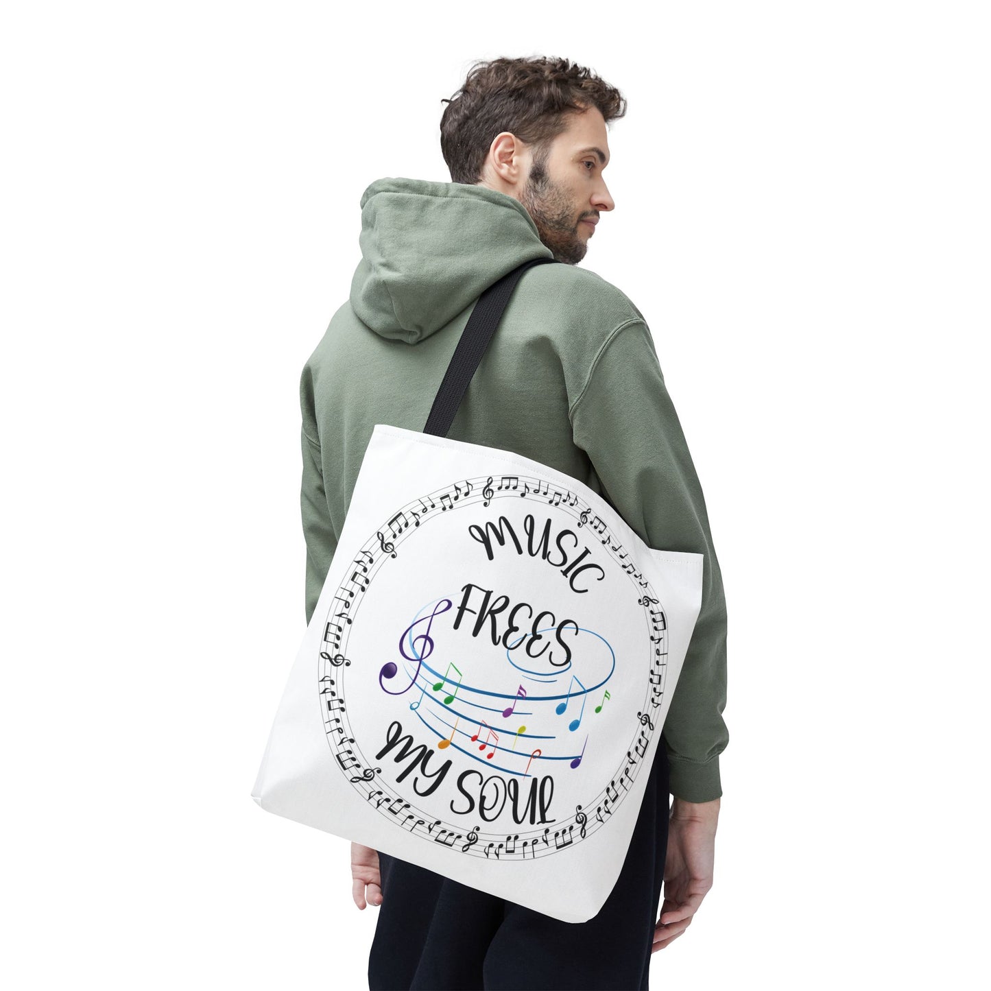 Musical Tote Bag - "Music Frees My Soul" - Perfect for Music Lovers, Gifts for Musicians, Concert Goers, Reusable Shopping Bag