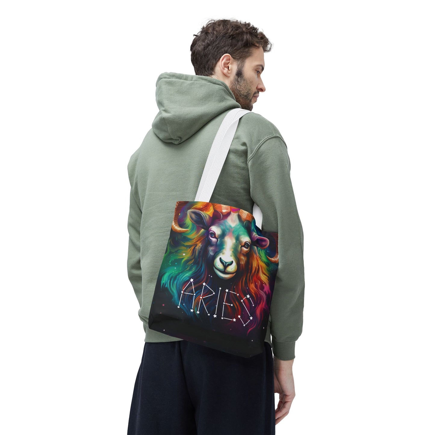 Colorful Aries Zodiac Tote Bag - Astrology Gift, Celestial Tote, Stars & Horoscope Bag, Reusable Shopping Bag, Cosmic Bag