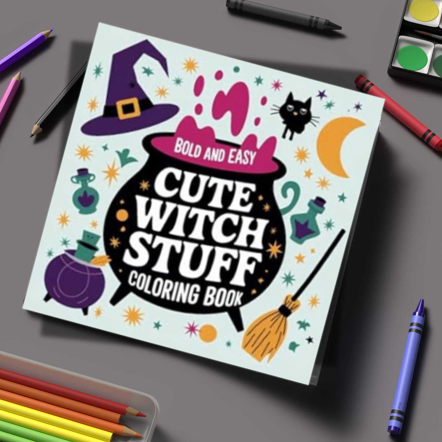 Bold And Easy Cute Witch stuff: Bold And Easy Halloween Coloring Book