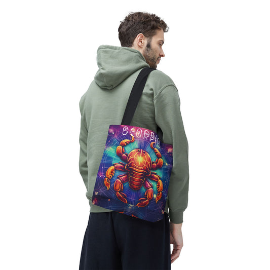 Astrology Scorpio Tote Bag - Zodiac Gift, Cosmic Shopping Bag, Horoscope Bag, Book Bag, Reusable bag, Travel Bag, Beach Bag, Fashion Bag