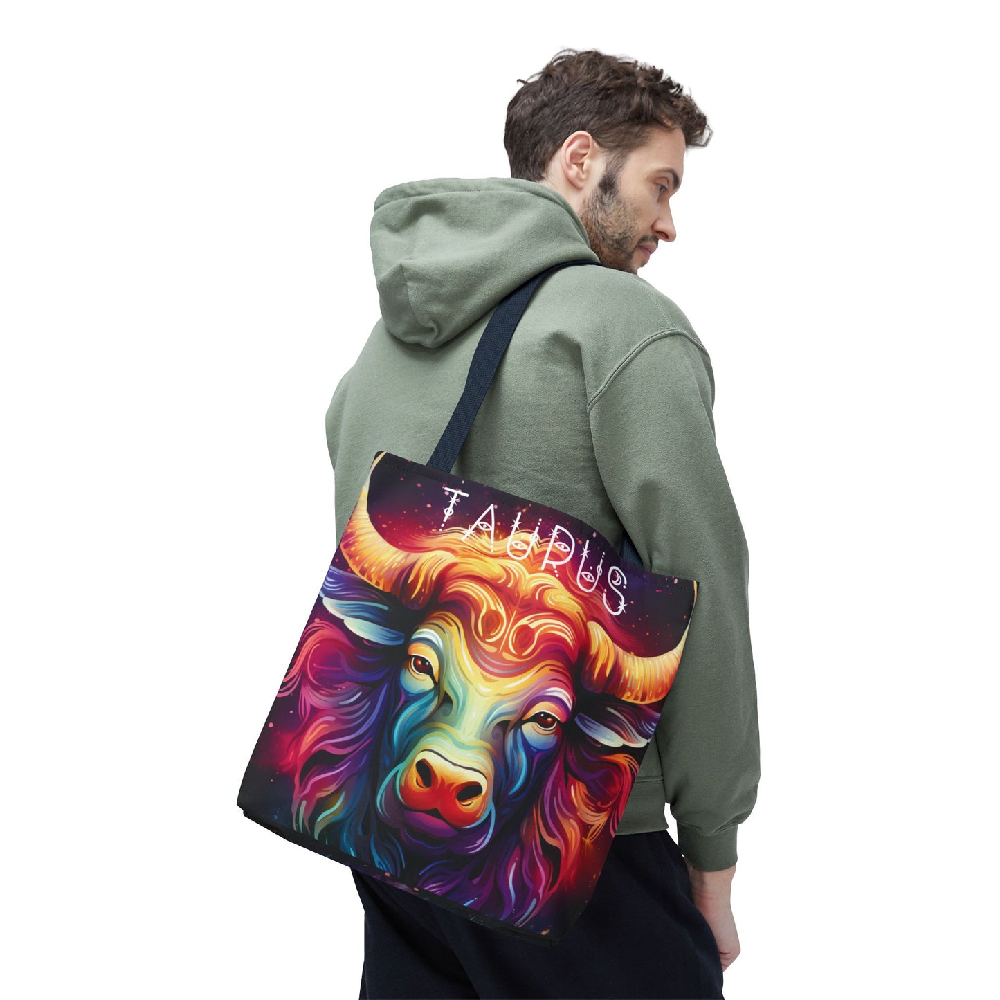 Vibrant Taurus Tote Bag, Zodiac Gift, Astrology Lover Gift, Boho Style, Cosmic Accessories, Book Bag, Beach Bag, Reusable Shopping Bag